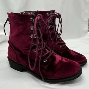 Sam Edelman Circus Velvet Embellished Combat Boots 9WW Whimsy Gothic Vamp Dawson